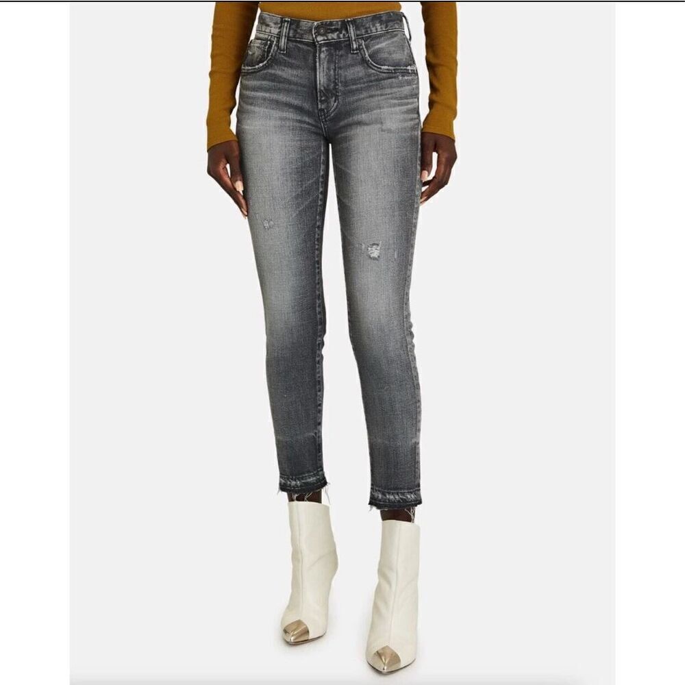 Moussy Vintage Cadet Distressed Washed Black Grey Ankle Skinny Jeans Size 26